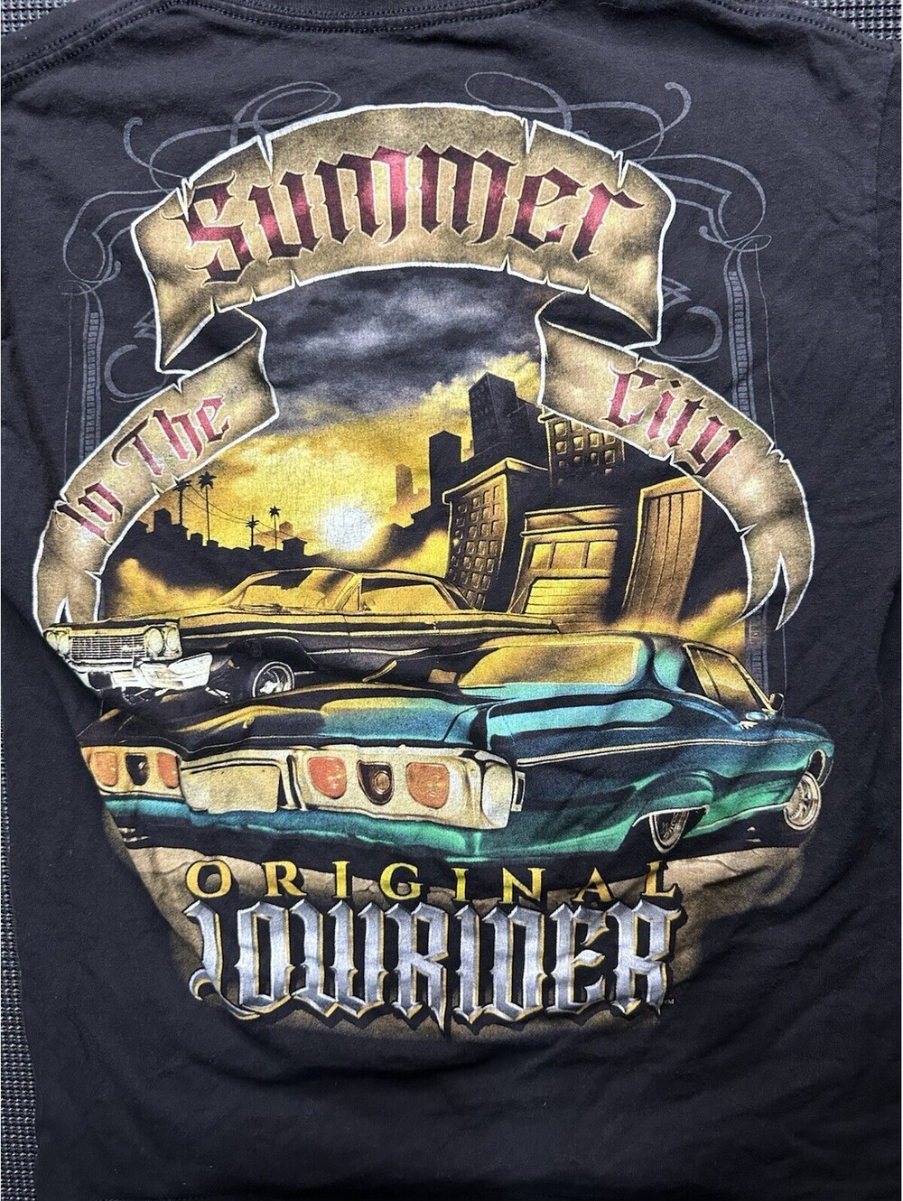 Lowrider Graphic Tee Cruisin To The City Chicano Car Culture Black Medium
